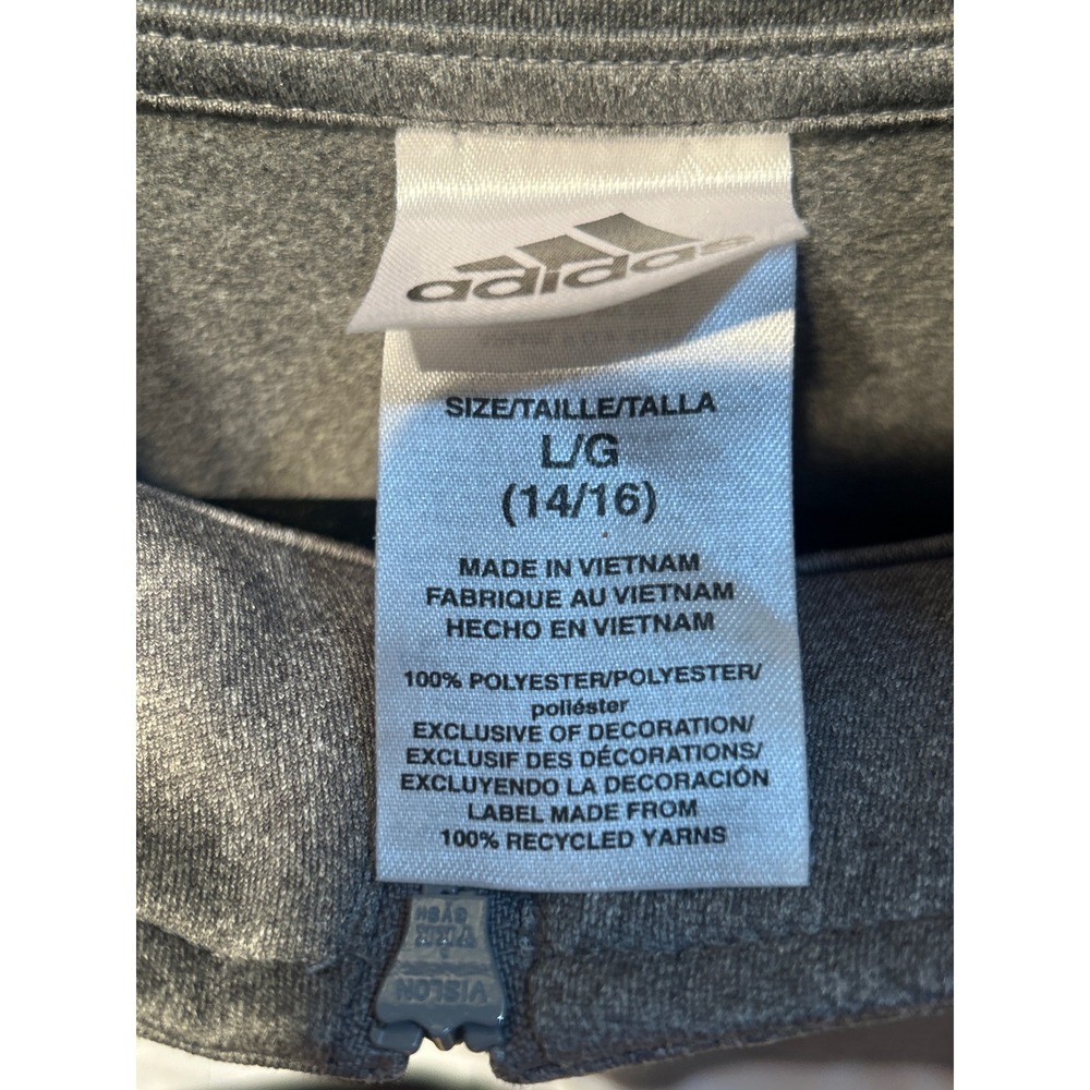 Adidas Boys Track Jacket Grey Black White Colorblock Full Zip Size Large 14/16‎ - Picture 4 of 7